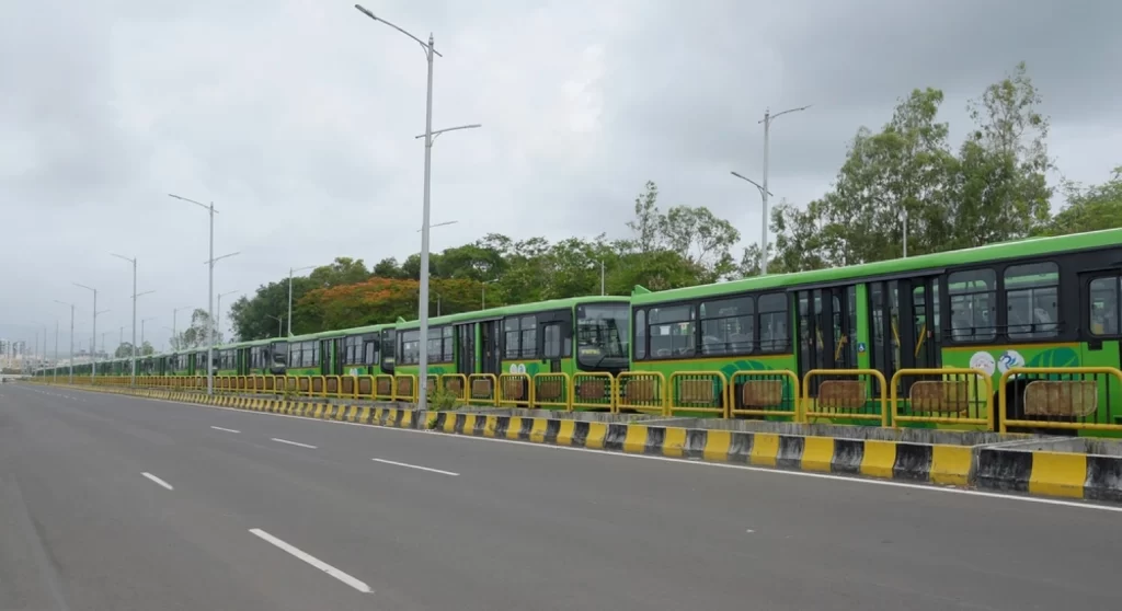 Pimpri chinchwad buses parked near bus depot