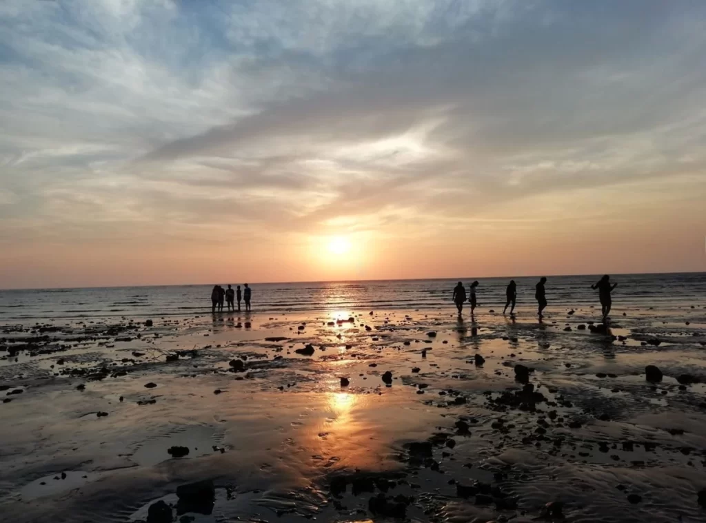 Amazing sunset at tithal beach India.