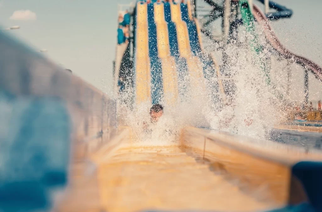 stock photo hot girls having fun on the water slide with friends and familiy in the aqua fun park glides she 706516432 transformed